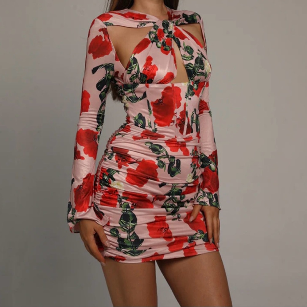 MewMews Rose Bell Sleeve Mini Dress